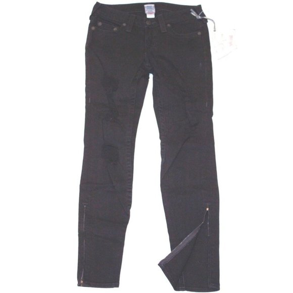 TRUE RELIGION Denim JEANS Destroyed  TORN Ripped ZIP 27 - Picture 2 of 2